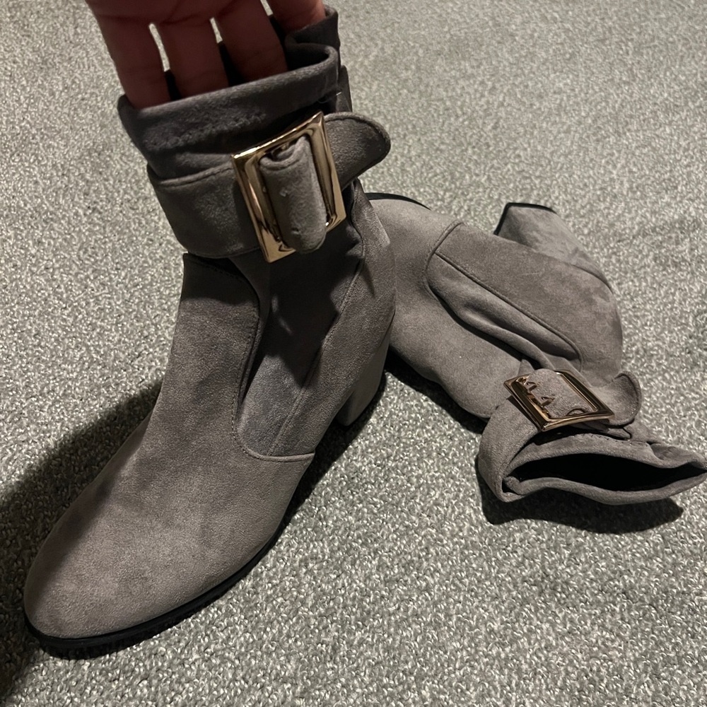 grey suede booties